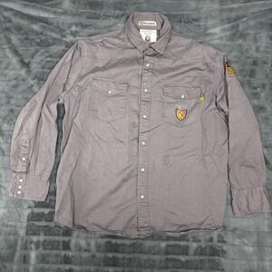 Just In Trend FR Shirt Mens 2XL Gray Flame Resistant NFPA 2112 Pearl Snap Work